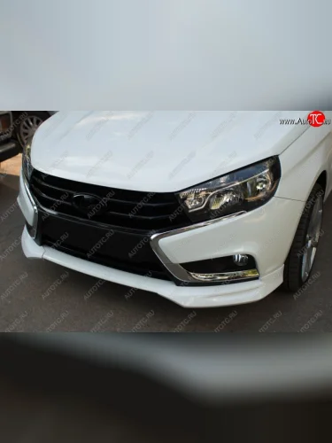 Комплект боковых накладок на бампер (клыки) VTS Лада ВАЗ Веста ( 2180,  SW 2181) (2015-2023) седан дорестайлинг, универсал дорестайлинг