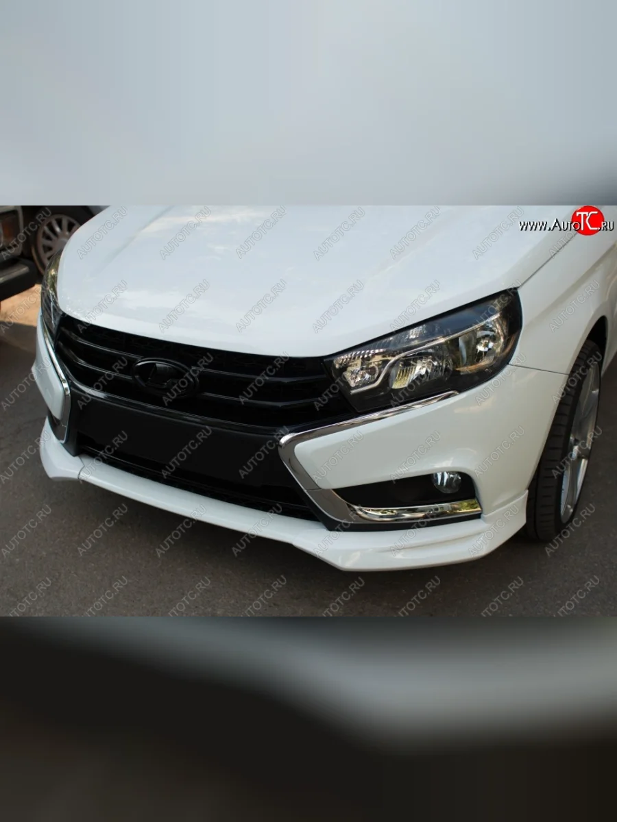 Комплект боковых накладок на бампер (клыки) VTS  Лада ВАЗ Веста (2015-2023) 2180, SW 2181 (Неокрашенная)  с доставкой в г. Керчь