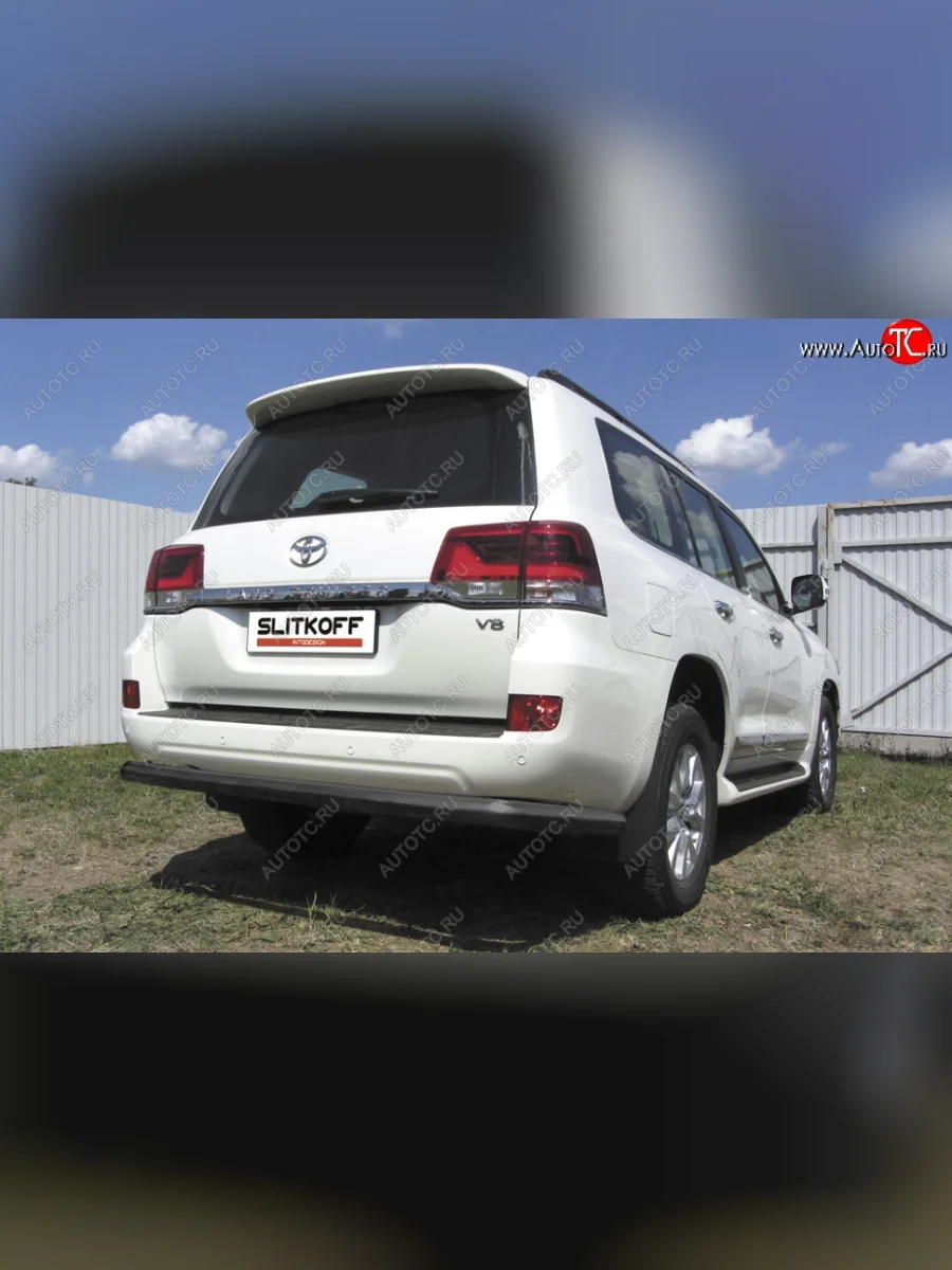 Защита задняя Slitkoff Toyota Land Cruiser 200 2-ой рестайлинг (2015-2021) (Цвет: серебристый)  в Самаре Самарской области