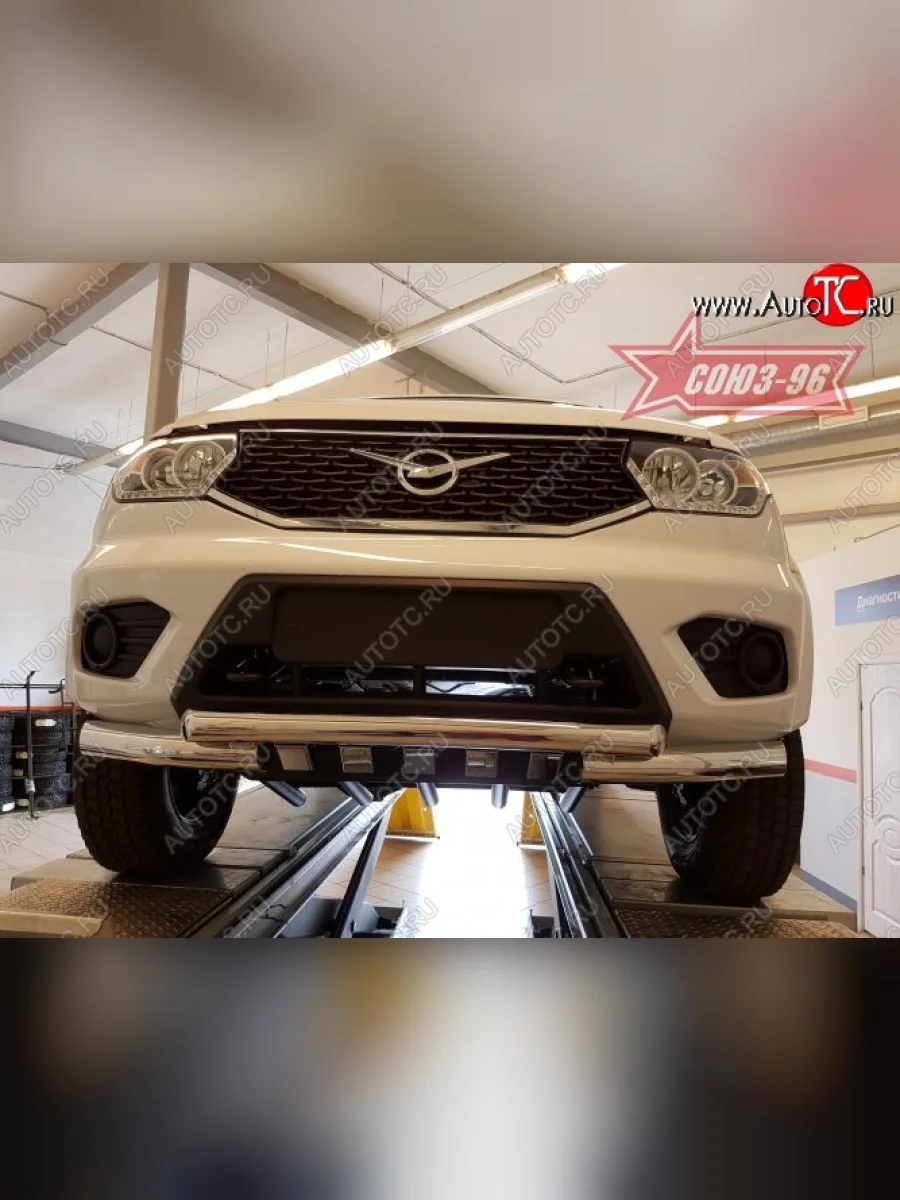 Защита переднего бампера Souz-96 (d76/60) Уаз Патриот 3163 5 дв. 2-ой рестайлинг (2017-2025)  в Самаре Самарской области