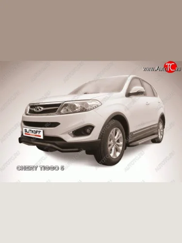 Защита переднего бампера d57 Slitkoff (волна) Chery Tiggo 5 (T21) дорестайлинг (2014-2017)
