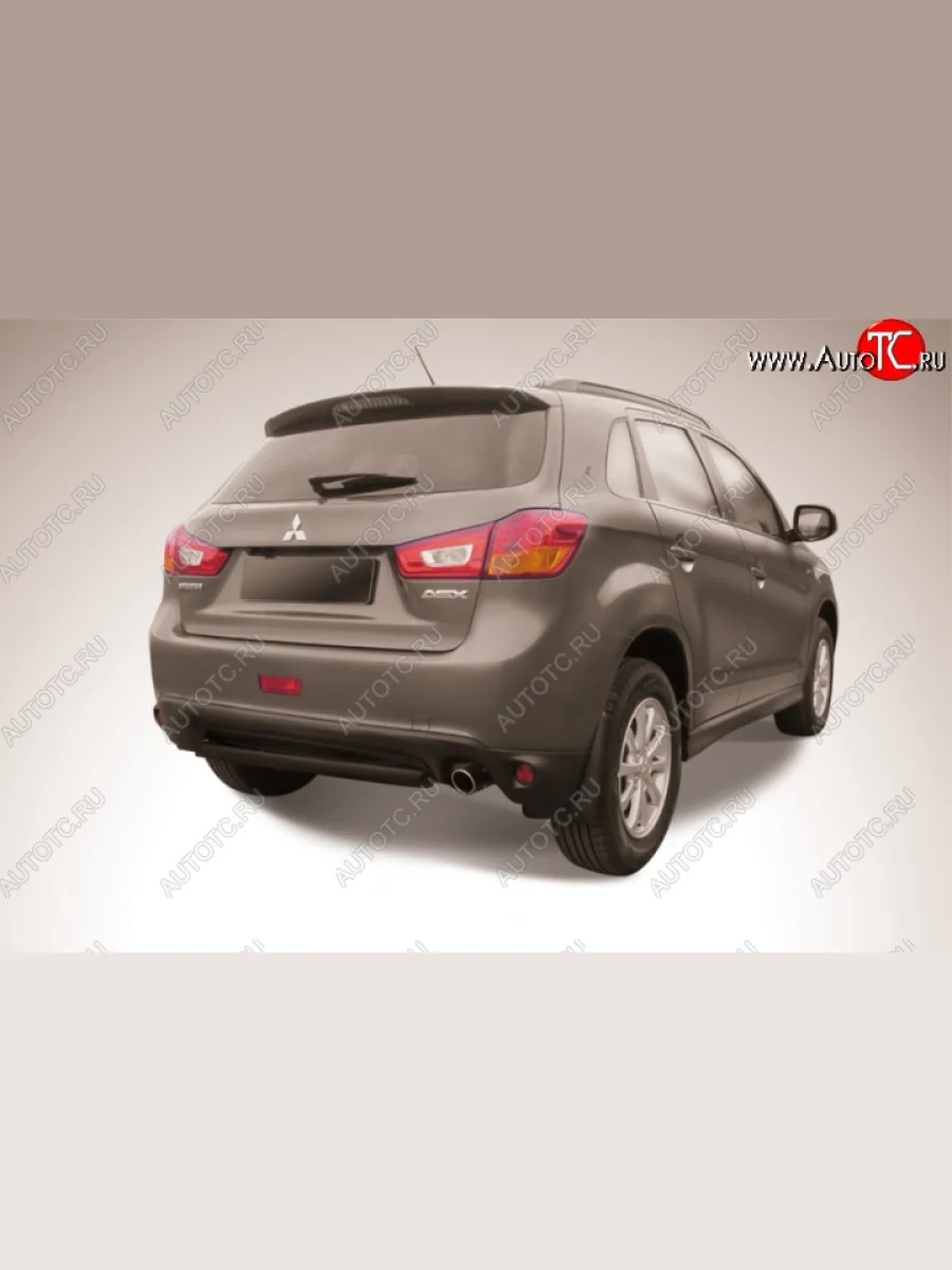 Защита заднего бампера d57 Slitkoff Mitsubishi ASX 1-ый рестайлинг (2013-2016) (Цвет: серебристый)  с доставкой в г. Керчь