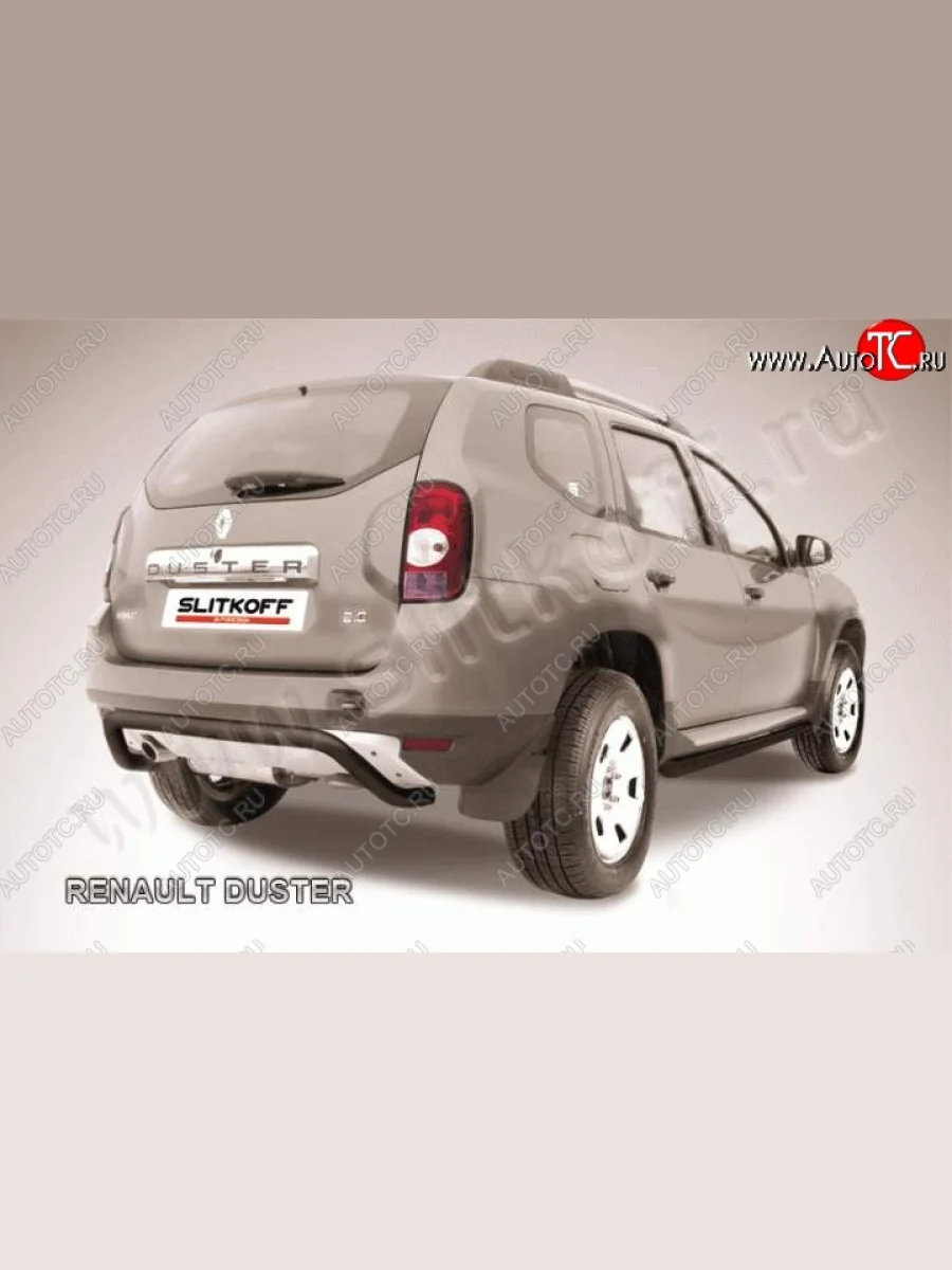 Защита задняя Slitkoff Renault Duster HS дорестайлинг (2010-2015) (Цвет: серебристый)  в Керчи Республика Крым