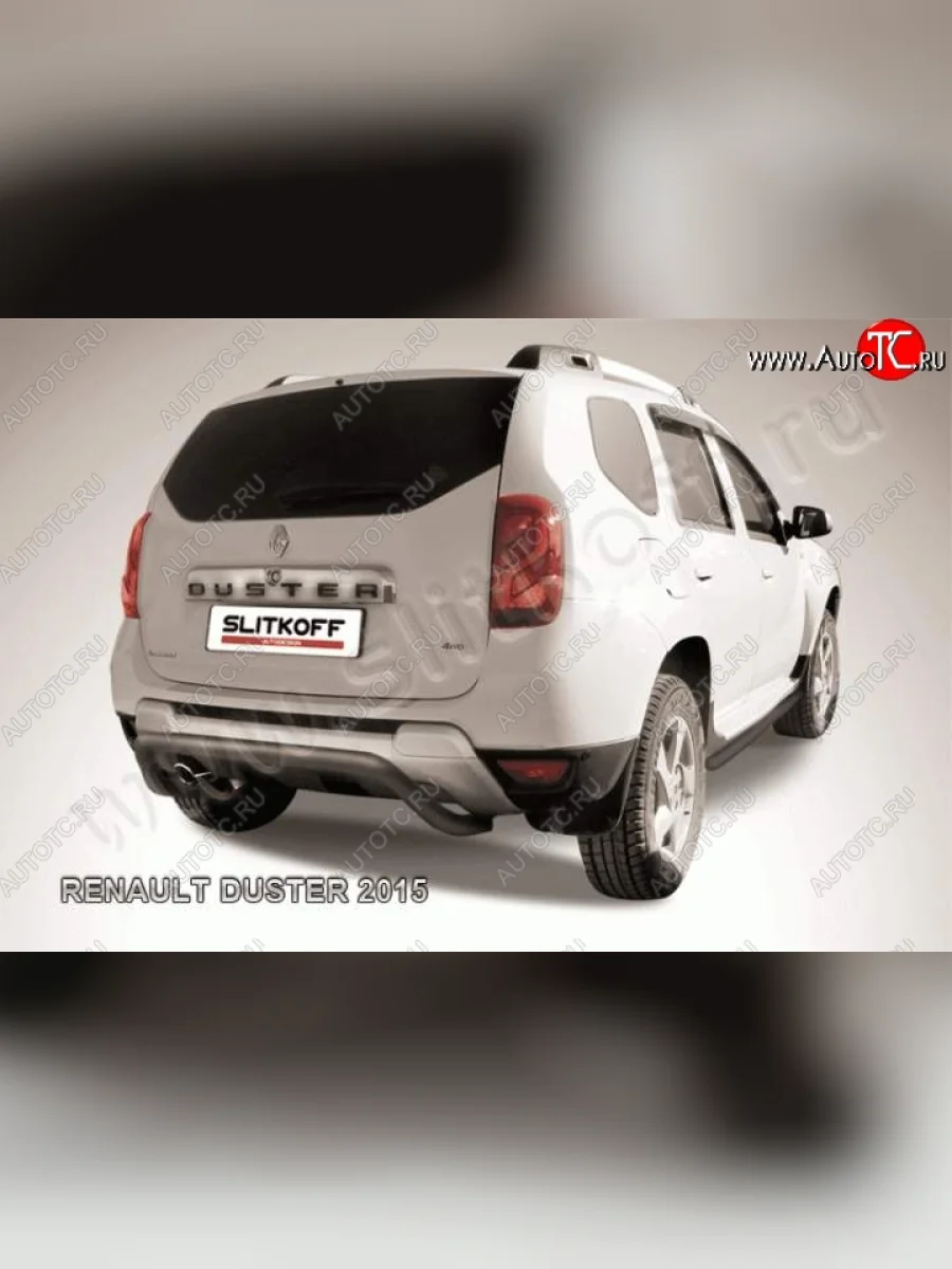 Защита задняя Slitkoff Renault Duster HS рестайлинг (2015-2021) (Цвет: серебристый)  в Перми Пермском крае