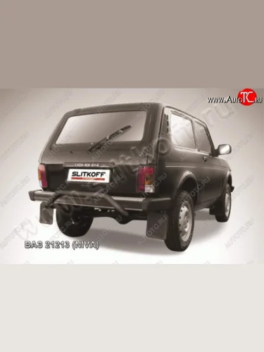 Защита заднего бампера (Ø57 мм, с полимерным покрытием) Slitkoff Лада ВАЗ Нива 4х4 2121 3 дв. дорестайлинг (1977-2019)