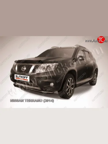 Защита переднего бампер Slitkoff Nissan Terrano  D10 (2013-2022) дорестайлинг, рестайлинг