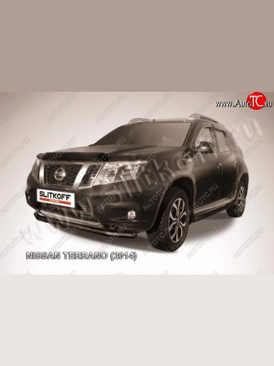 Защита переднего бампер Slitkoff Nissan Terrano D10 рестайлинг (2016-2022) (Цвет: серебристый)  в Керчи Республика Крым