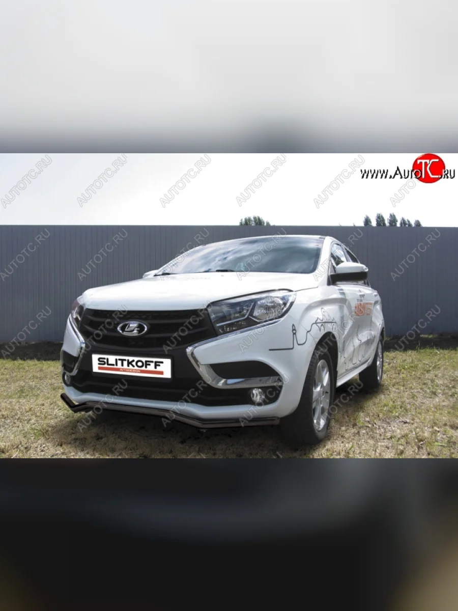 Защита переднего бампер Slitkoff Лада ВАЗ XRAY (2016-2022) (Цвет: серебристый)  в Самаре Самарской области