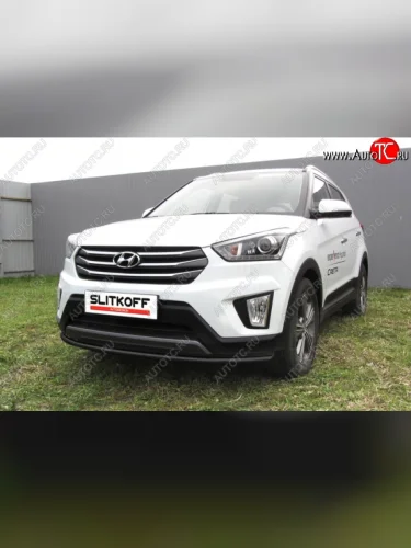 Защита переднего бампер из трубы d42 Slitkoff (дуга) Hyundai Creta  GS (2015-2021) дорестайлинг, рестайлинг
