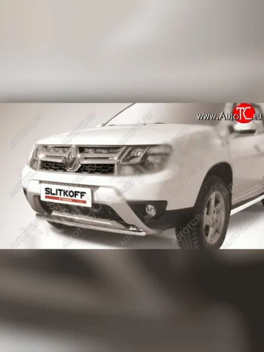 Защита переднего бампер Slitkoff Renault Duster  HS (2015-2021) рестайлинг
