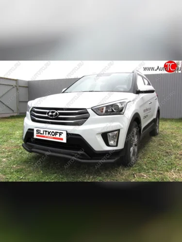 Защита переднего бампер из трубы d57 Slitkoff (волна) Hyundai Creta  GS (2015-2021) дорестайлинг, рестайлинг