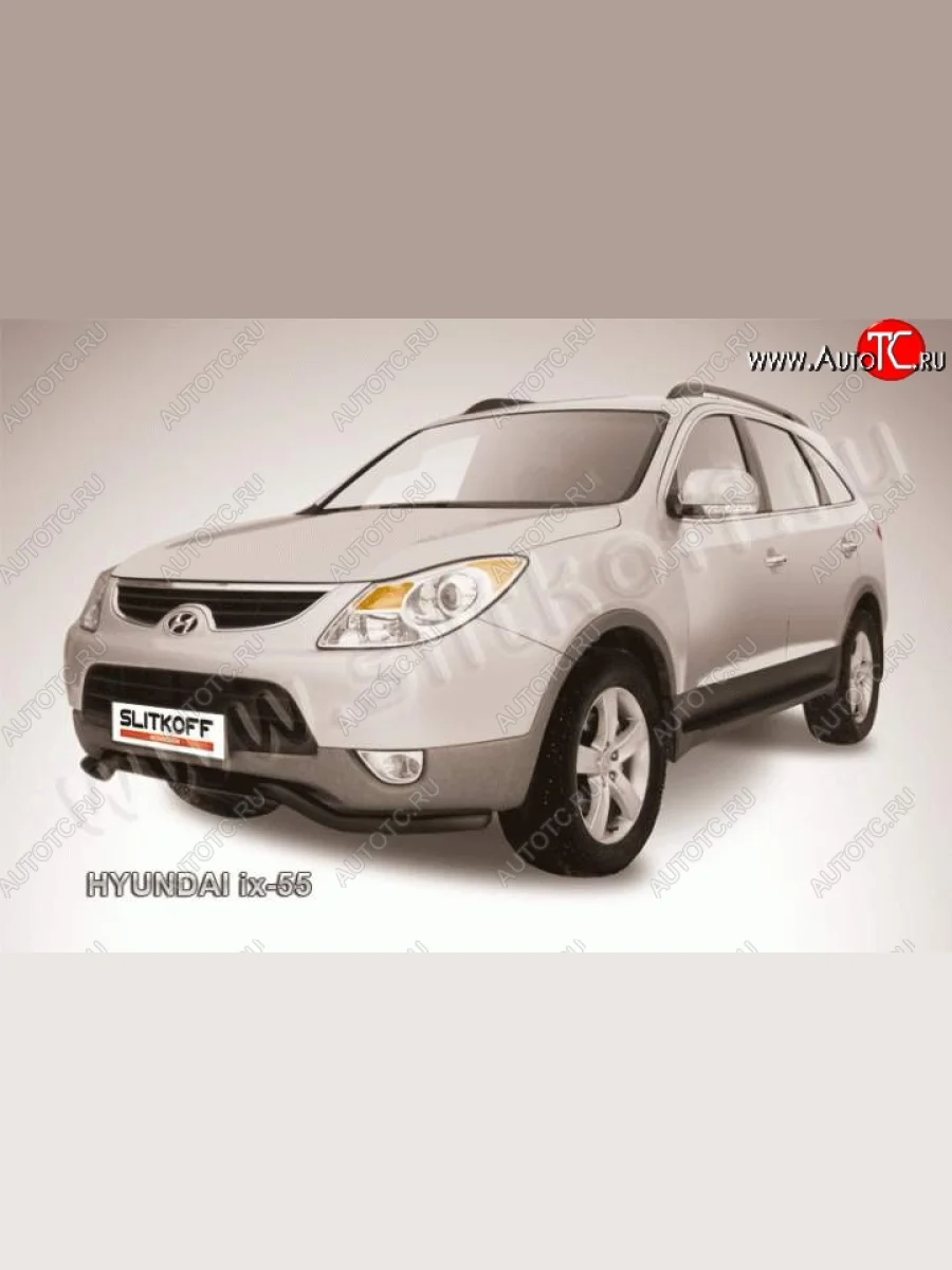 Защита переднего бампера из трубы d57 Slitkoff (волна) Hyundai IX55 EN (2006-2013) (Цвет: серебристый)  в Керчи Республика Крым