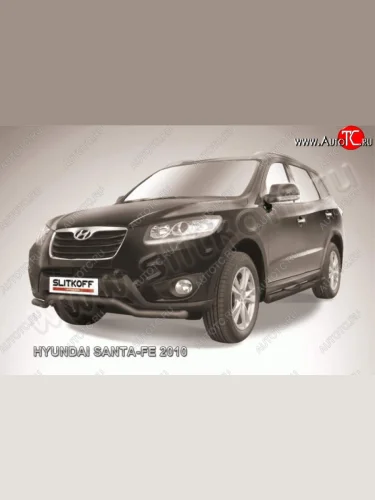 Защита переднего бампера из трубы d57 Slitkoff (волна) Hyundai Santa Fe  CM (2009-2012) рестайлинг