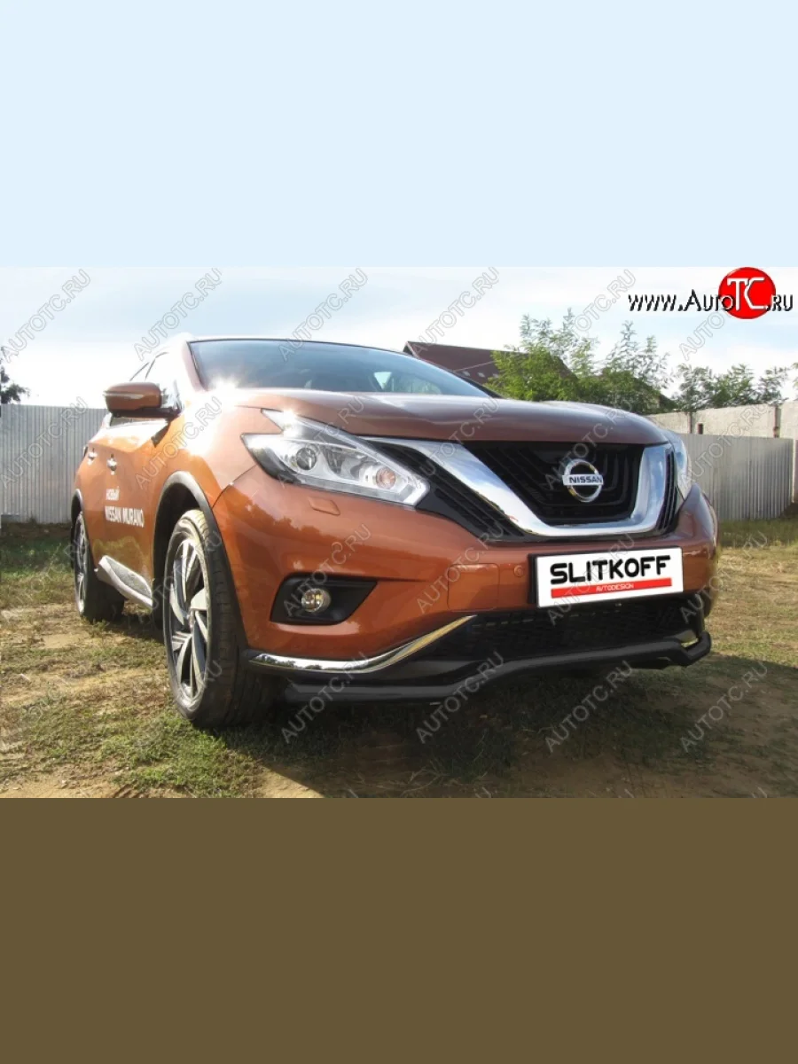 защита переднего бампера Slitkoff Nissan Murano 3 Z52 дорестайлинг (2015-2022) (Цвет: серебристый)  в Самаре Самарской области
