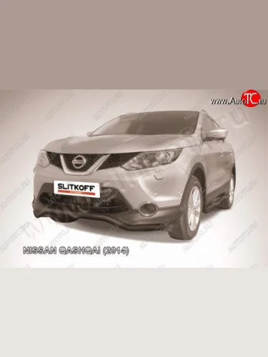 Защита переднего бампер Slitkoff Nissan Qashqai  2 (2013-2019) J11 дорестайлинг