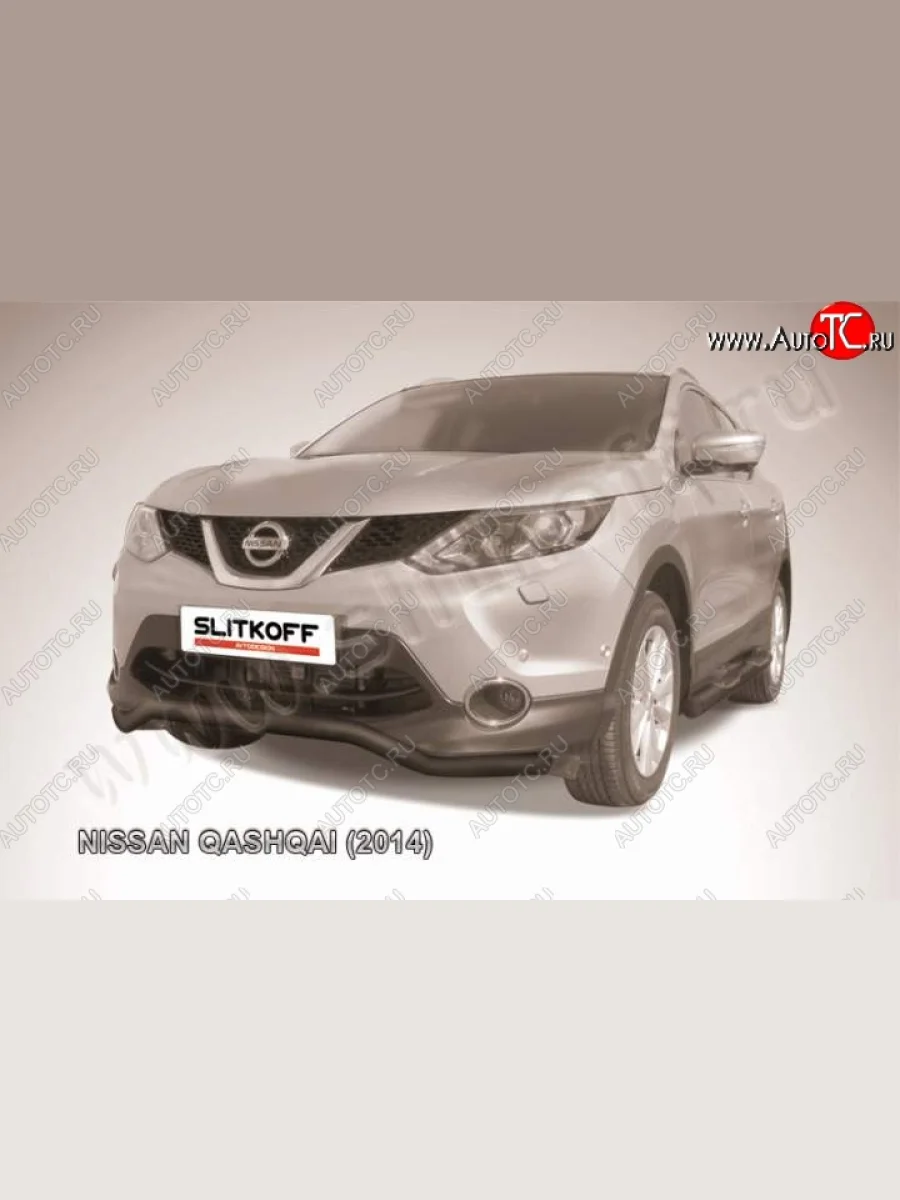 Защита переднего бампер Slitkoff Nissan Qashqai 2 J11 дорестайлинг (2013-2019) (Цвет: серебристый)  в Самаре Самарской области