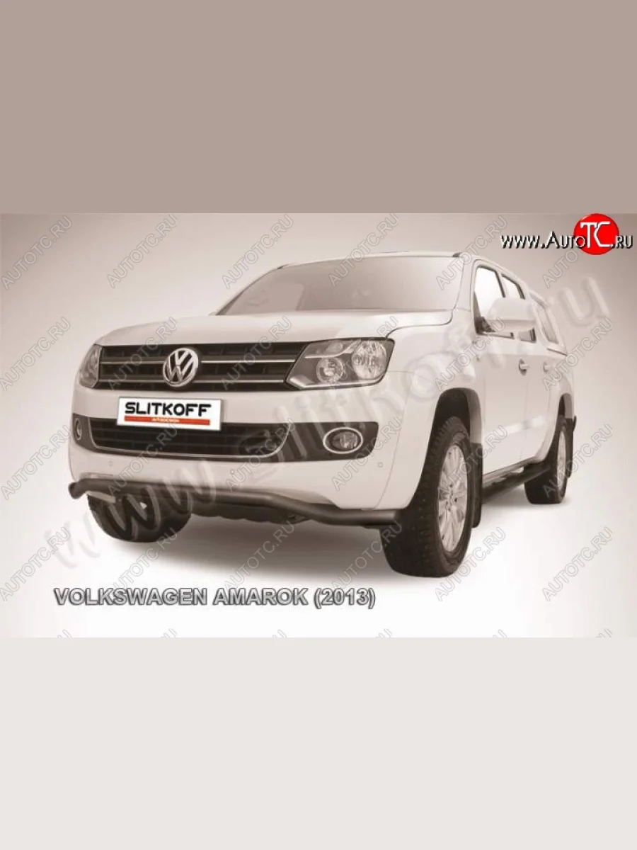 Защита переднего бампер Slitkoff Volkswagen Amarok дорестайлинг (2009-2016) (Цвет: серебристый)  в Самаре Самарской области