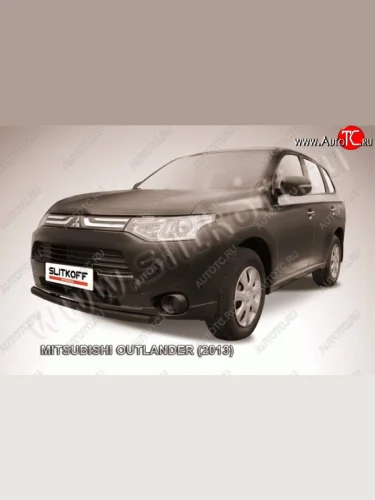 Защита переднего бампер Slitkoff (57 мм, короткая) Mitsubishi Outlander GF дорестайлинг (2012-2014)