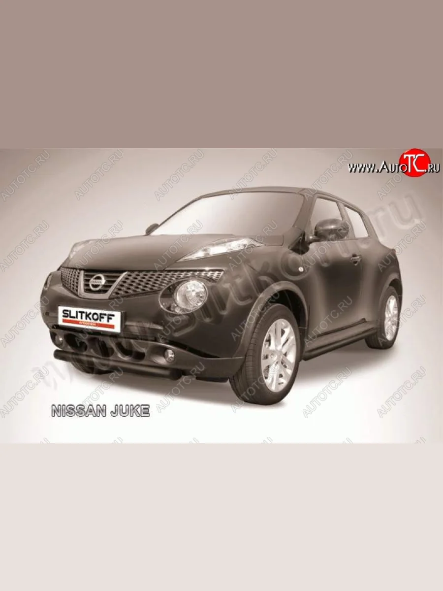 Защита переднего бампер Slitkoff Nissan Juke 1 YF15 дорестайлинг (2010-2014) (Цвет: серебристый)  В Кинешме Ивановской области
