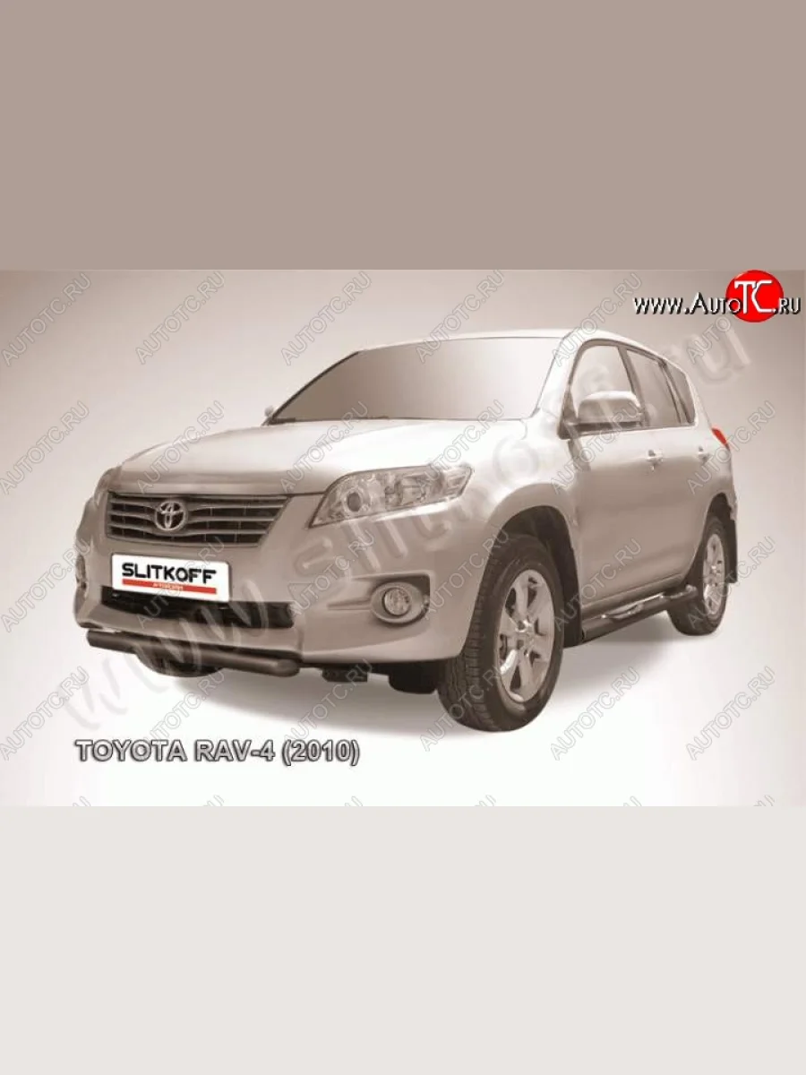 Защита переднего бампер Slitkoff Toyota RAV4 XA30 5 дв. удлиненный 2-ой рестайлинг (2010-2013) (Цвет: серебристый)  в Самаре Самарской области
