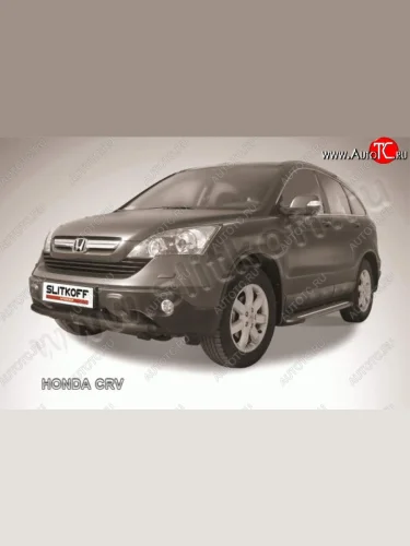 Защита переднего бампера из трубы d57 Slitkoff (дуга) Honda CR-V  RE1,RE2,RE3,RE4,RE5,RE7 (2009-2012) рестайлинг