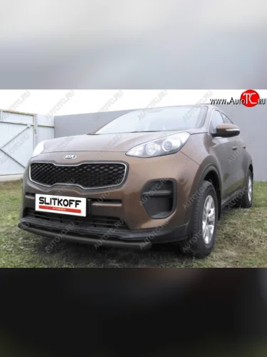 Защита переднего бампера из трубы d57 Slitkoff (короткая) KIA Sportage  4 QL (2016-2018) дорестайлинг