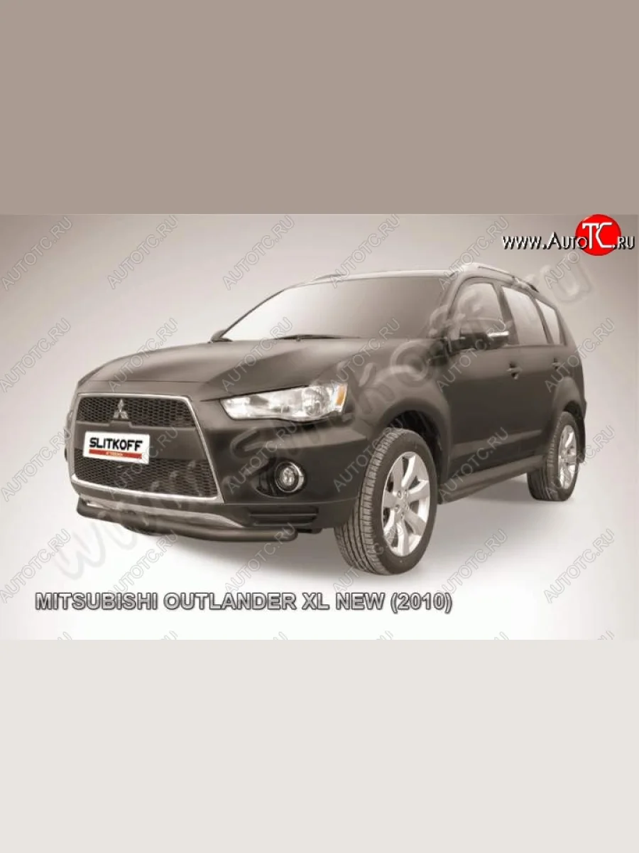 Защита переднего бампер Slitkoff Mitsubishi Outlander XL (CW)  рестайлинг (2010-2013) (Цвет: серебристый)  в Керчи Республика Крым