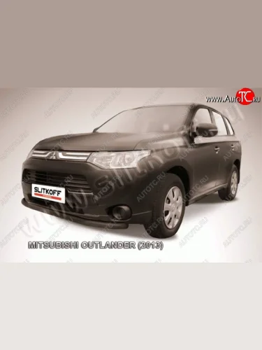 Защита переднего бампер Slitkoff (57 мм, длинная) Mitsubishi Outlander GF дорестайлинг (2012-2014)