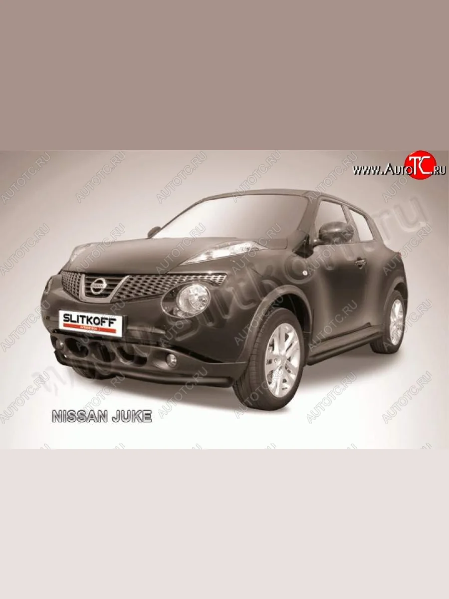 Защита переднего бампер Slitkoff Nissan Juke 1 YF15 дорестайлинг (2010-2014) (Цвет: серебристый)  В Кинешме Ивановской области