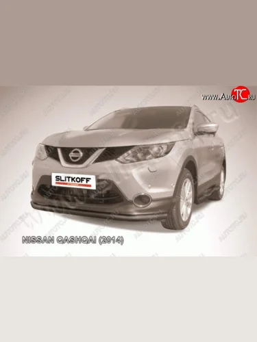 Защита переднего бампер Slitkoff Nissan Qashqai  2 (2013-2019) J11 дорестайлинг