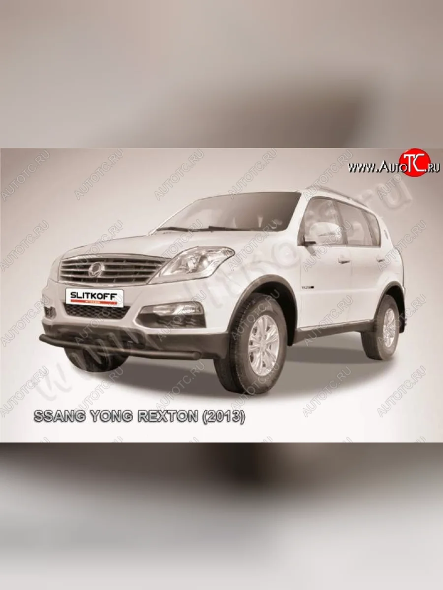 Защита переднего бампер Slitkoff SSANGYONG Rexton Y290 (2012-2017) (Цвет: серебристый)  с доставкой в г. Керчь