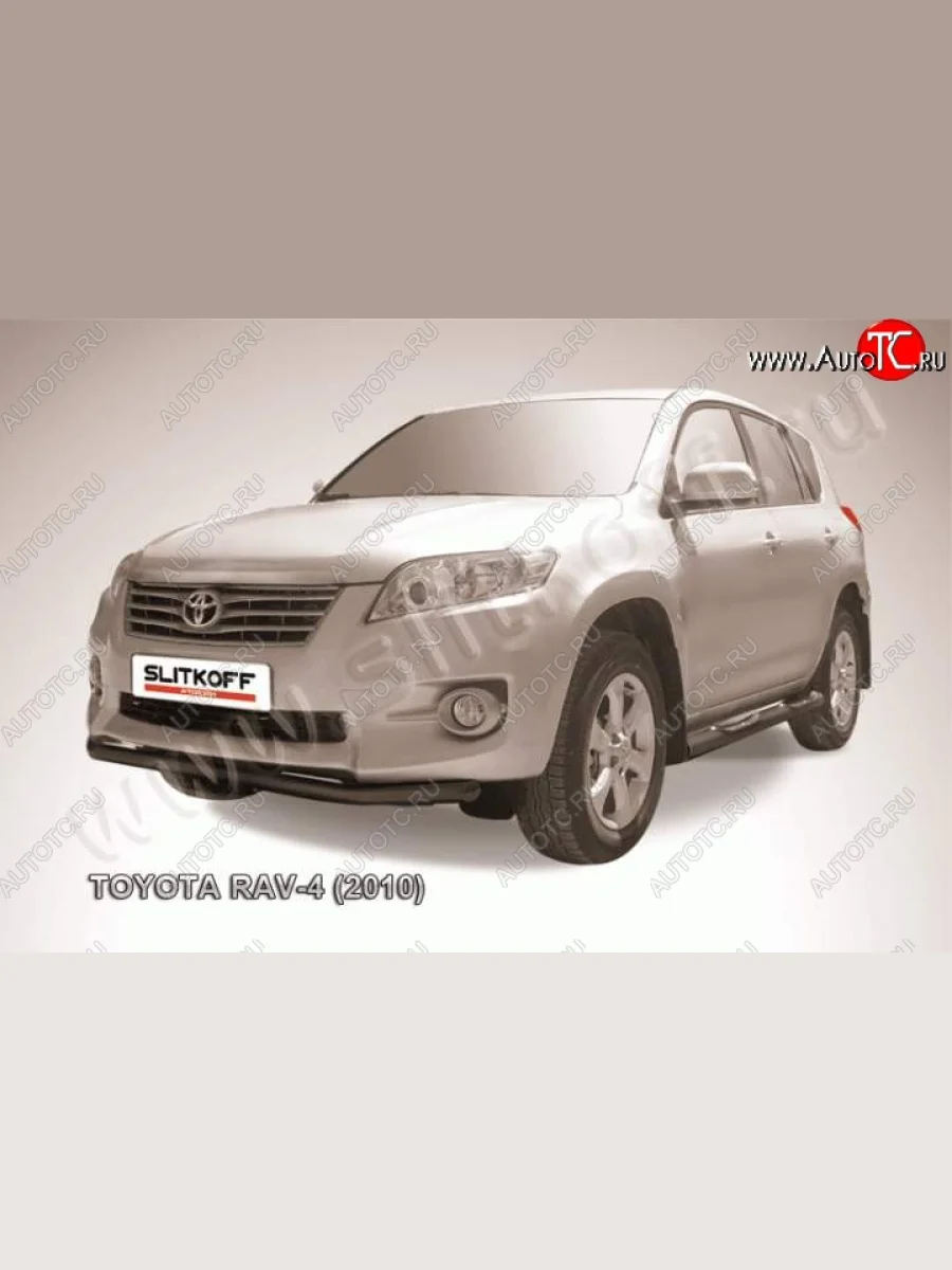 Защита переднего бампер Slitkoff Toyota RAV4 XA30 5 дв. удлиненный 2-ой рестайлинг (2010-2013) (Цвет: серебристый)  в Самаре Самарской области