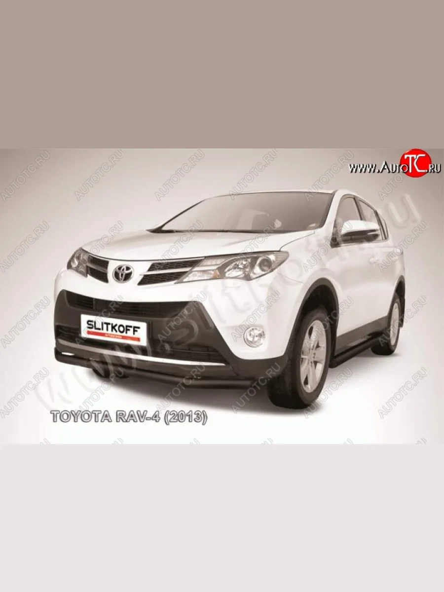 Защита переднего бампер Slitkoff Toyota RAV4 XA40 5 дв. дорестайлинг (2012-2015) (Цвет: серебристый)  в Керчи Республика Крым