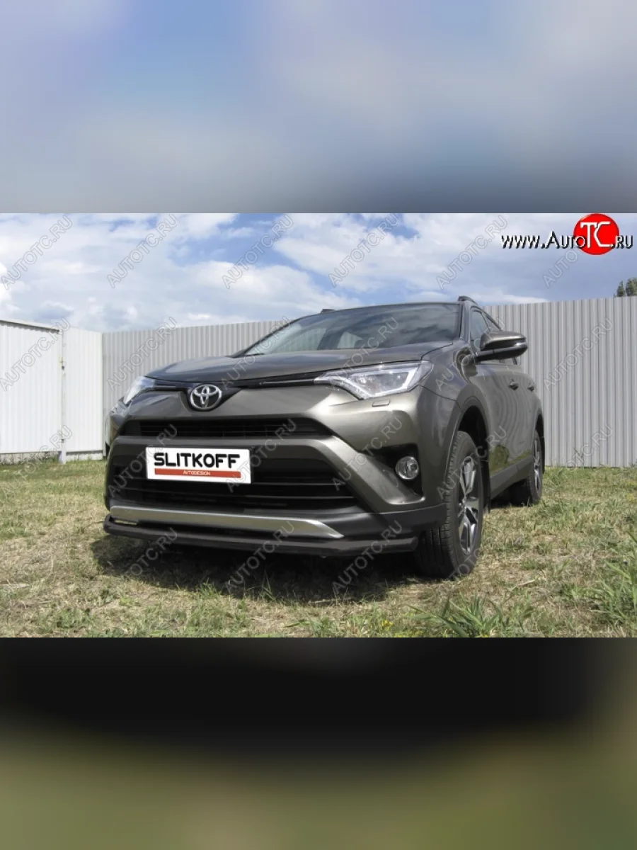 Защита переднего бампер Slitkoff Toyota RAV4 XA40 5 дв. рестайлинг (2015-2019) (Цвет: серебристый)  в Самаре Самарской области