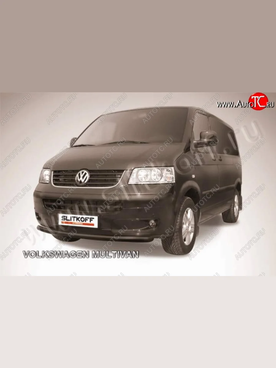 Защита переднего бампер Slitkoff Volkswagen Transporter T5 дорестайлинг (2003-2009) (Цвет: серебристый)  в Самаре Самарской области