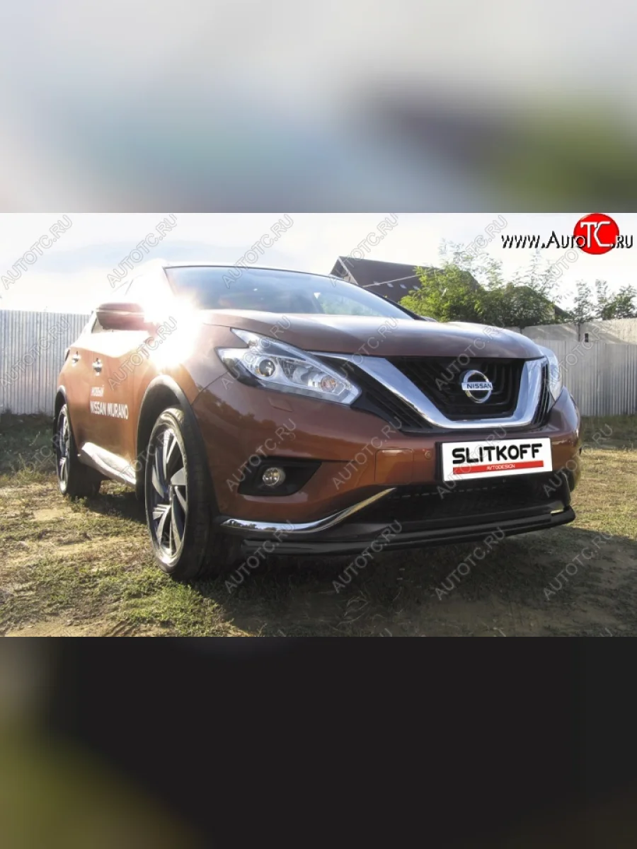 защита переднего бампера Slitkoff Nissan Murano 3 Z52 дорестайлинг (2015-2022) (Цвет: серебристый)  в Самаре Самарской области