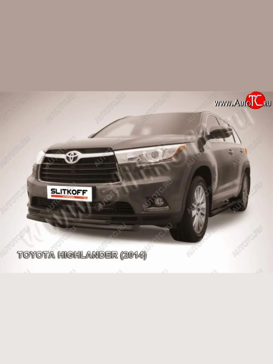 Защита переднего бампер Slitkoff Toyota Highlander XU50 дорестайлинг (2013-2017) (Цвет: серебристый)  в Самаре Самарской области