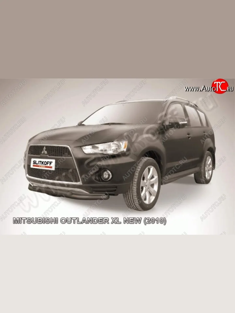 Защита переднего бампер Slitkoff Mitsubishi Outlander XL (CW)  рестайлинг (2010-2013) (Цвет: серебристый)  в Керчи Республика Крым