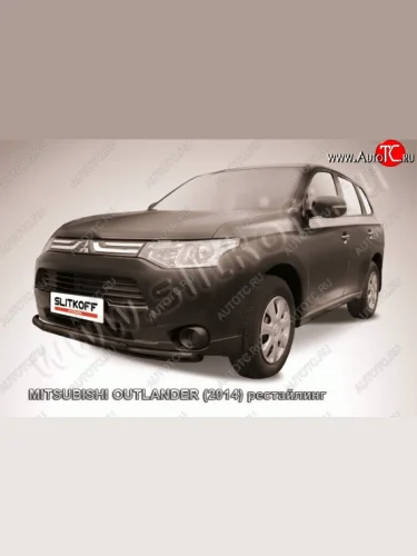 Защита переднего бампера Slitkoff (Ø57 и 42) Mitsubishi Outlander  GF (2014-2016) 1-ый рестайлинг
