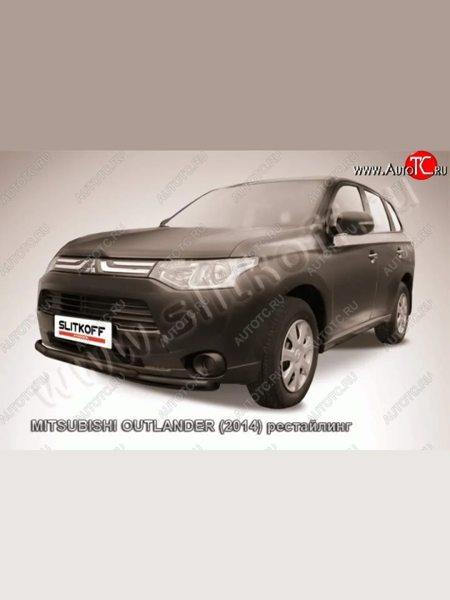 Защита переднего бампера Slitkoff (Ø57 и 42)  Mitsubishi Outlander (2014-2016) GF (Цвет: серебристый)  в Самаре Самарской области