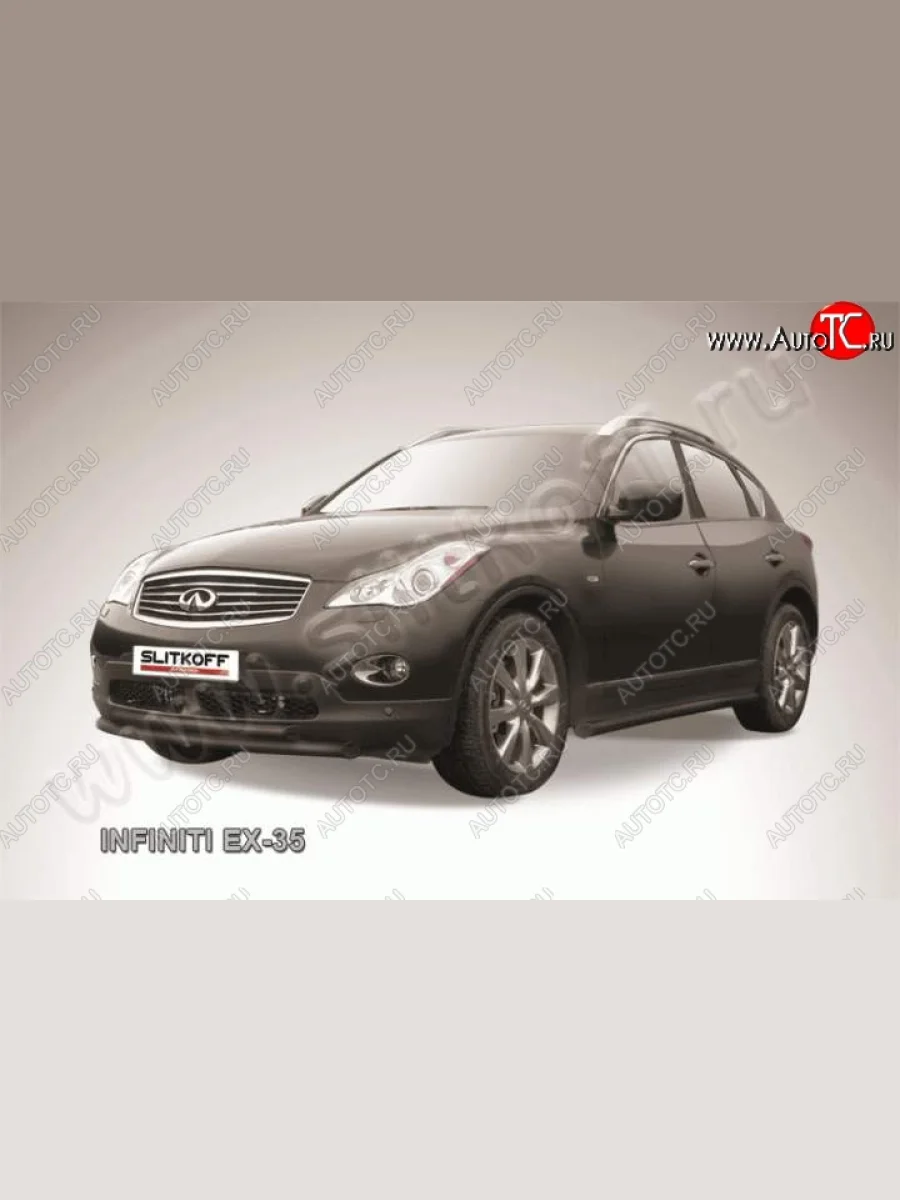 Защита переднего бампера из труб d57 Slitkoff (двойная) INFINITI EX35 J50 (2007-2013) (Цвет: серебристый)  в Воронеже Воронежской области