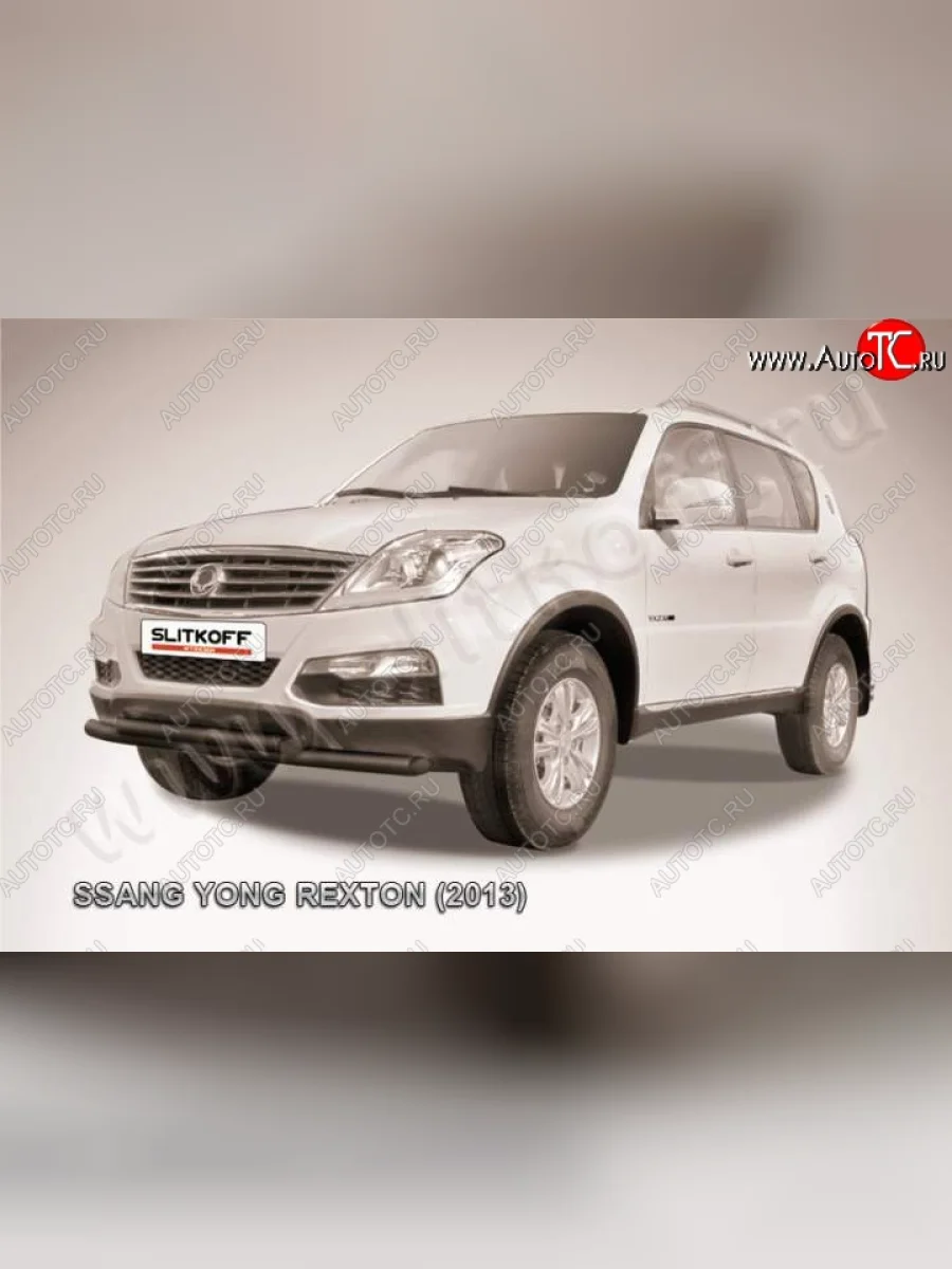 Защита переднего бампер Slitkoff SSANGYONG Rexton Y290 (2012-2017) (Цвет: серебристый)  с доставкой в г. Керчь
