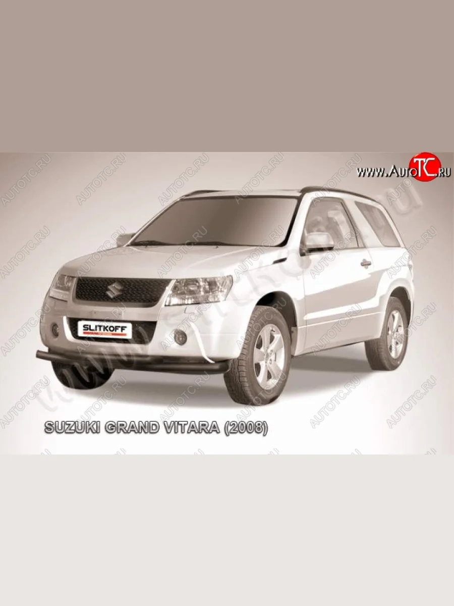 Защита переднего бампер Slitkoff Suzuki Grand Vitara JT 3 двери дорестайлинг (2005-2008) (Цвет: серебристый)  в Керчи Республика Крым