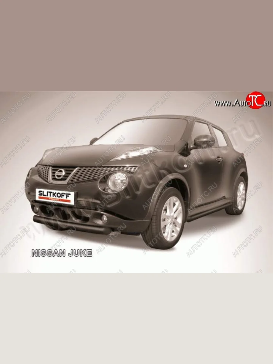 Защита переднего бампера из трубы d76 Slitkoff Nissan Juke 1 YF15 дорестайлинг (2010-2014) (Цвет: серебристый)  В Кинешме Ивановской области