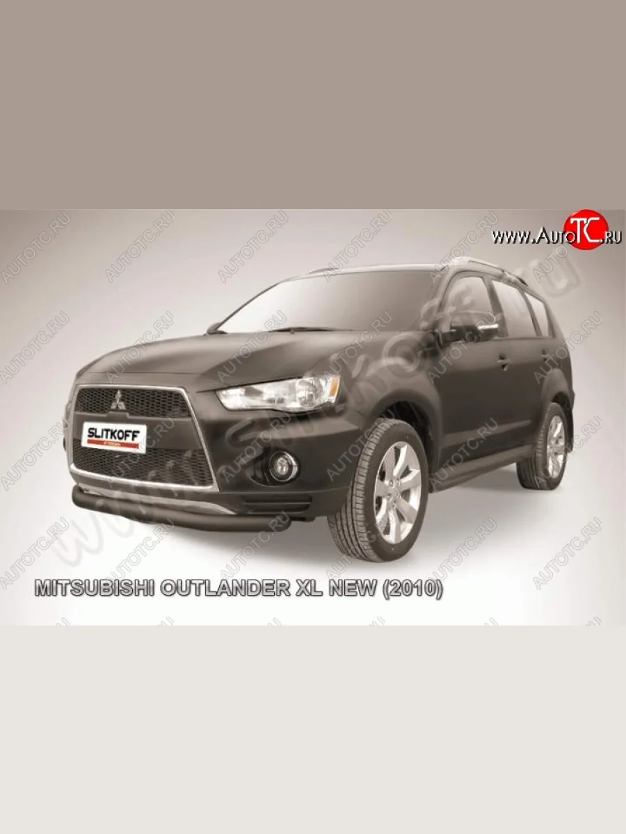 защита переднего бампера Slitkoff Mitsubishi Outlander XL (CW)  рестайлинг (2010-2013) (Цвет: серебристый)  в Керчи Республика Крым