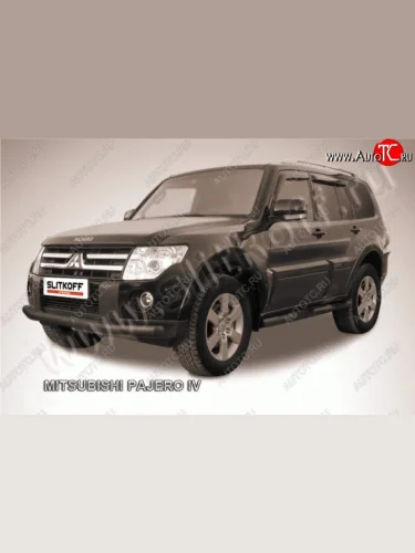 Защита переднего бампер Slitkoff Mitsubishi Pajero ( 4 V90,  4 V80) (2006-2015) дорестайлинг, 1-ый рестайлинг, 3 дв. 1-ый рестайлинг