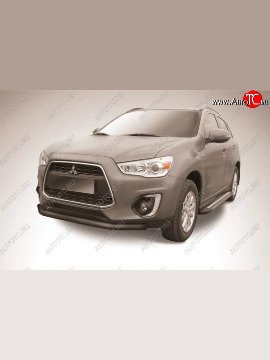 Защита переднего бампер d76 Slitkoff Mitsubishi ASX 1-ый рестайлинг (2013-2016) (Цвет: серебристый)  в Перми Пермском крае
