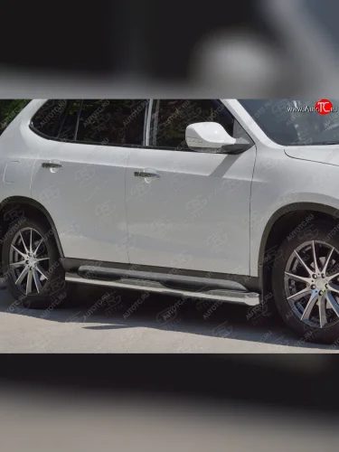 Защита порогов из трубы d76 мм с пластиковыми вставками для ног SLITKOFF v1 Brilliance V5 (2012-2018)