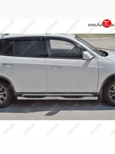 Защита порогов из трубы d76 мм с пластиковыми вставками для ног  SLITKOFF v2 Brilliance V5 (2012-2018)