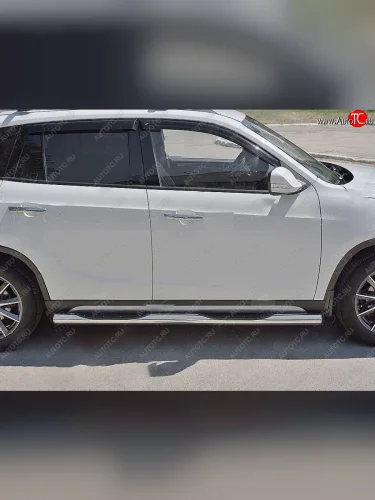 Защита порогов из трубы d76 мм с пластиковыми вставками для ног SLITKOFF v3 Brilliance V5 (2012-2018)